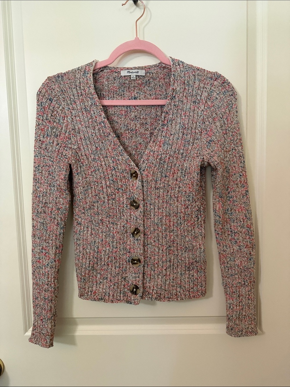 Madewell Marled Ribbed Cardigan Small Multicolor with buttons